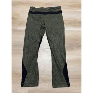 Lululemon Pace Rival‎ Crop Leggings Womens 4 Green Black Spotted Dots Cropped